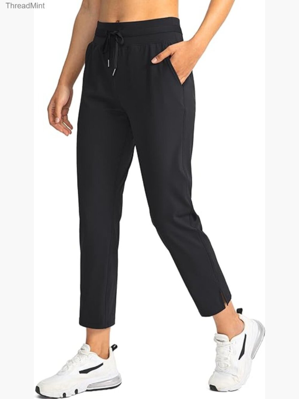 High Waisted Sweatpants with 4 Pockets 7/8 Length Travel Athletic Pants